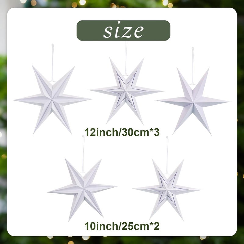 paper jazz 3D Paper Star Lartern Decorations, 6 Pointed Hanging Christmas Star,Christmas Celling Wall Decor Multiple Shape Combination for Wedding Baby Shower. - Image 3